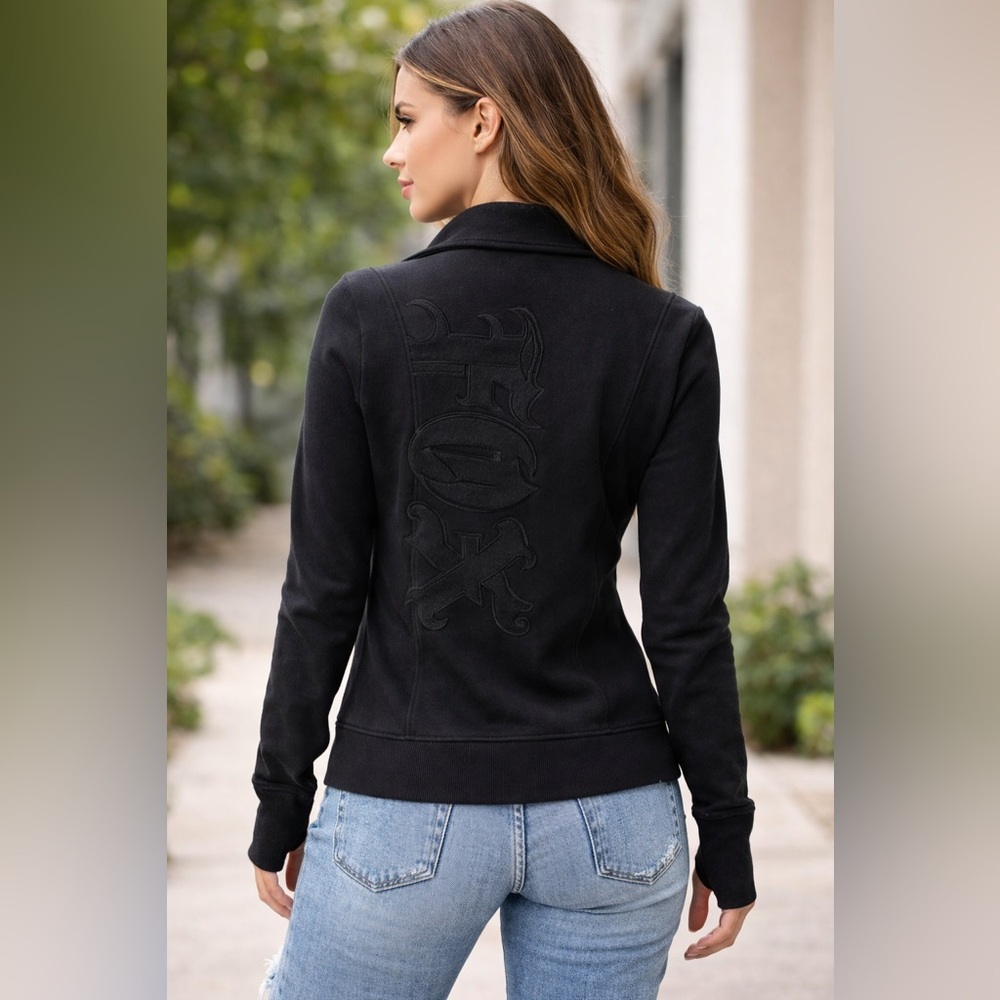 Fox racing Women's Black zip up Embroidered Back Jacket